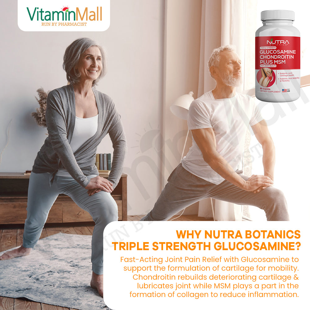 Nutra Botanics Triple Strength Glucosamine Chondroitin MSM - 60 Tablets