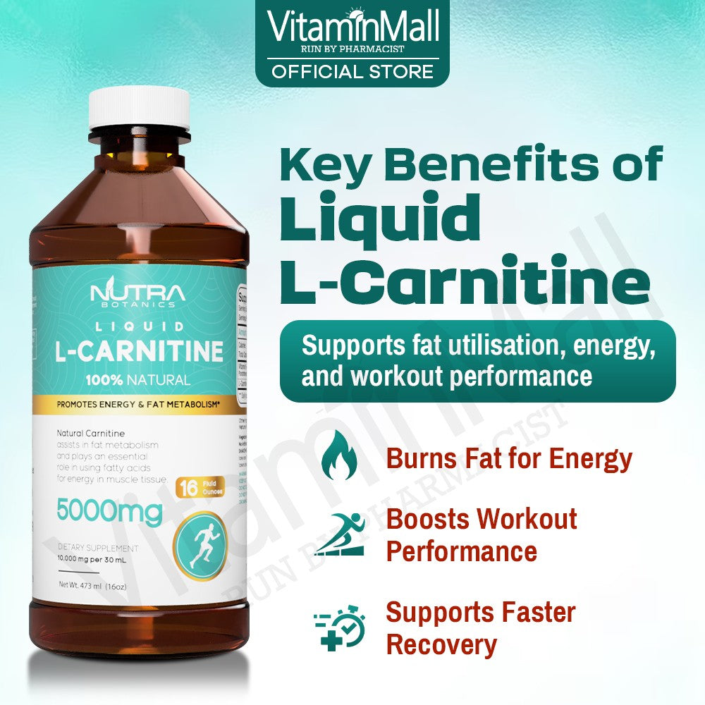 Nutra Botanics Liquid L-Carnitine 5000mg - Liquid Fat Burner - 473ml