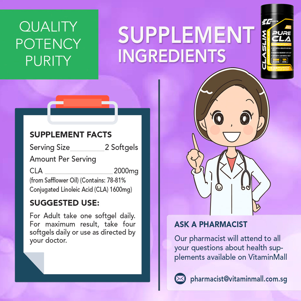 EC Sports CLASLIM - CLA Weight Loss Fat Burner Supplement - 90 Softgels