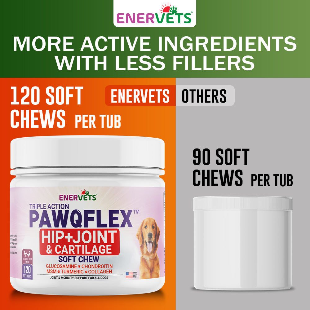 Enervets PawQFlex Dog Hip and Joint Supplement Chicken Flavoured Dog Treats -120 Soft Chews