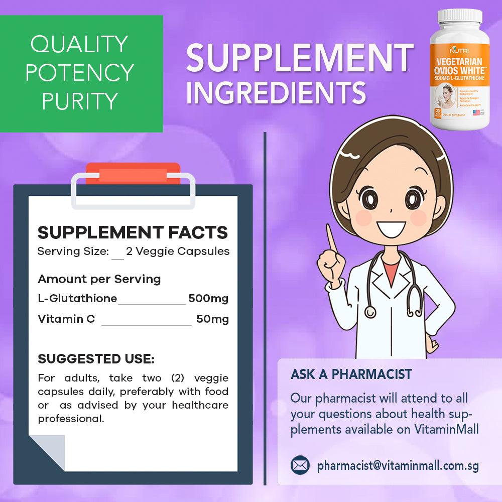 Vegetarian Ovios White L-Glutathione Whitening Supplement  - 30's