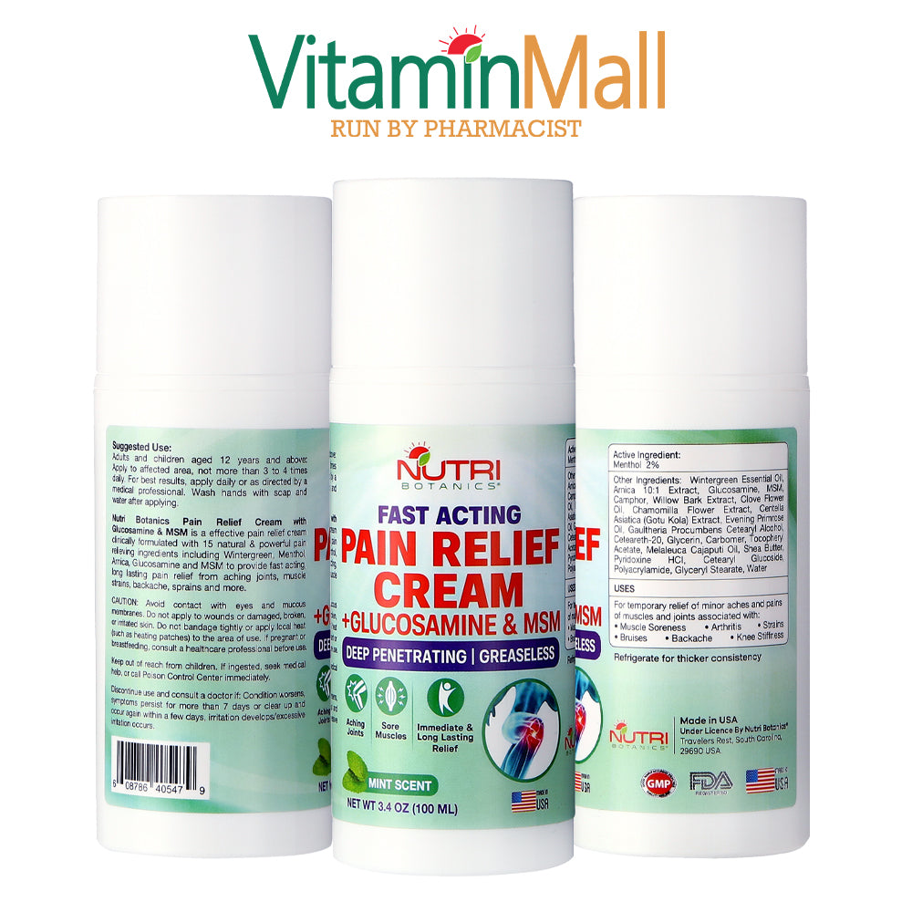 Nutri Botanics Pain Relief Cream with Glucosamine & MSM – 100ml