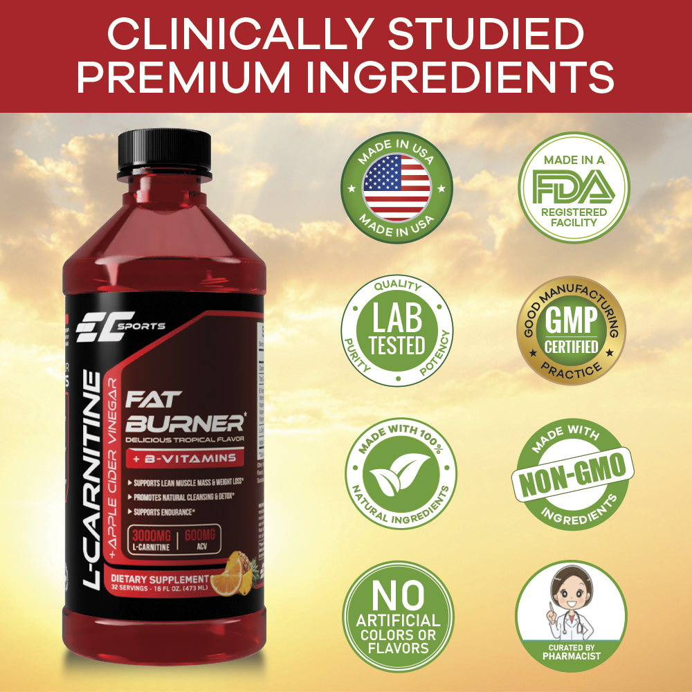 EC Sports Liquid L Carnitine + Apple Cider Vinegar - 473ml