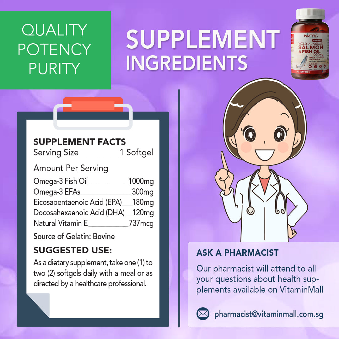 Nutra Botanics Wild Alaskan Omega 3 Salmon Fish Oil - 1000mg