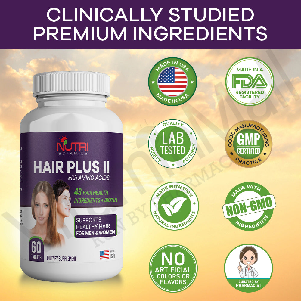 Nutri Botanics Hair Plus II with Amino Acids – 60 Tablets