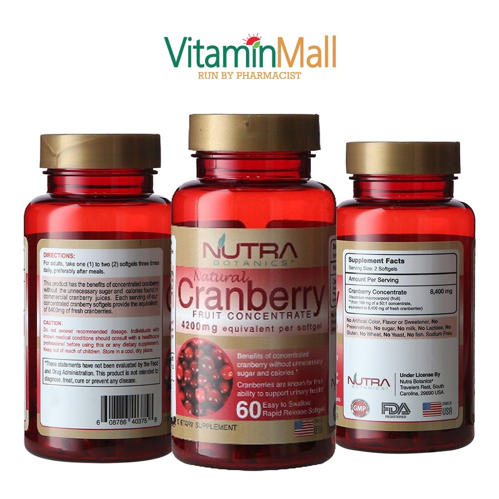 Nutra Botanics Cranberry Fruit Concentrate - 60 Softgel