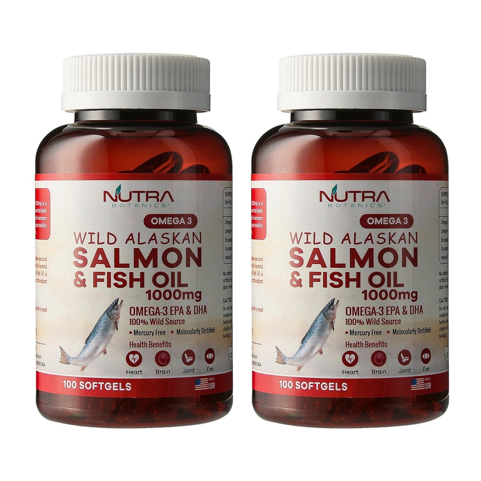 Nutra Botanics Wild Alaskan Omega 3 Salmon Fish Oil - 1000mg