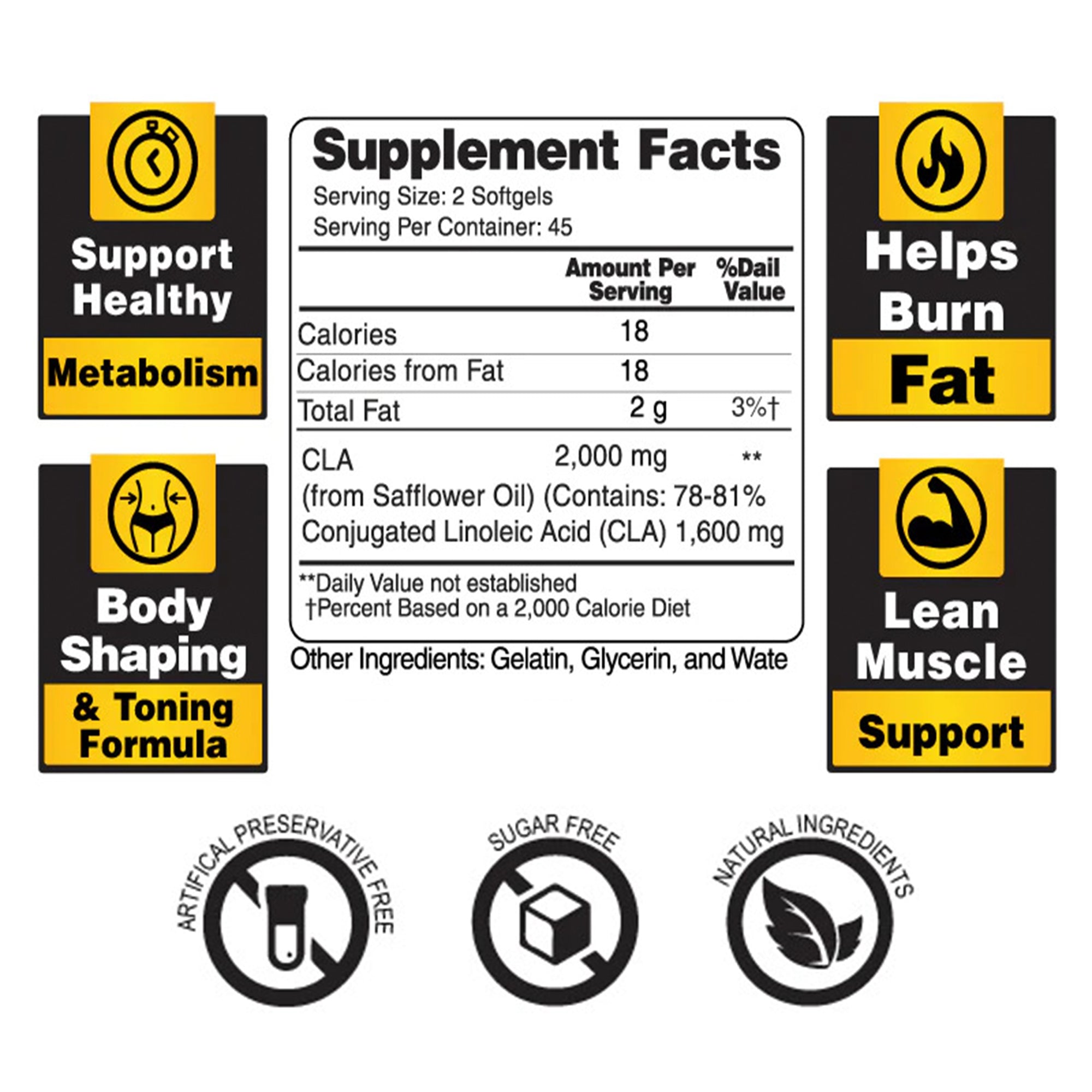 EC Sports CLASLIM - CLA Weight Loss Fat Burner Supplement - 90 Softgels