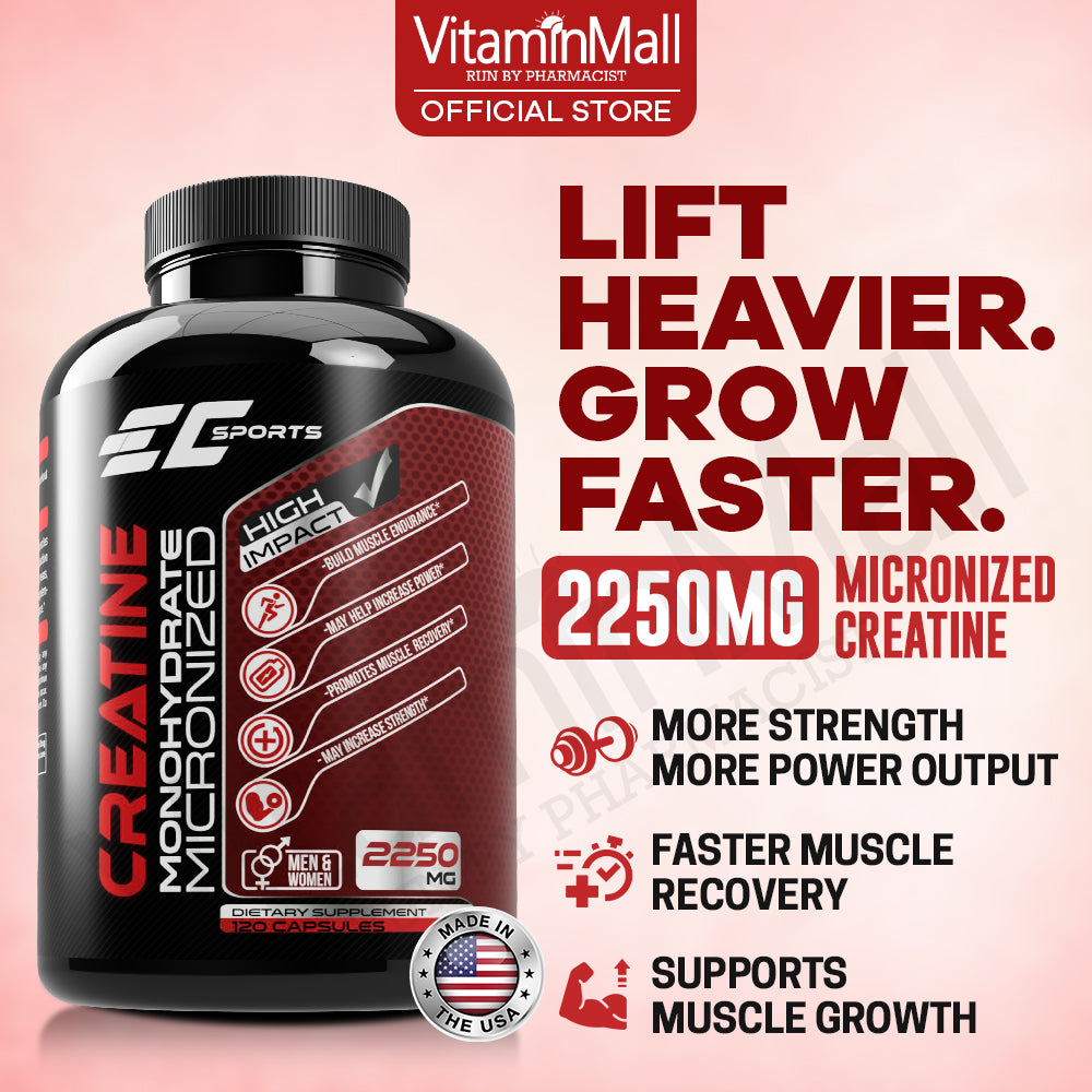 EC Sports Creatine Monohydrate 2250mg - 120 Capsules