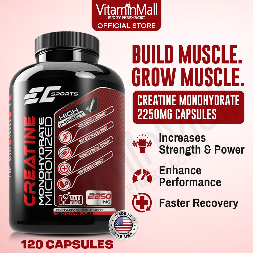 EC Sports Creatine Monohydrate 2250mg - 120 Capsules