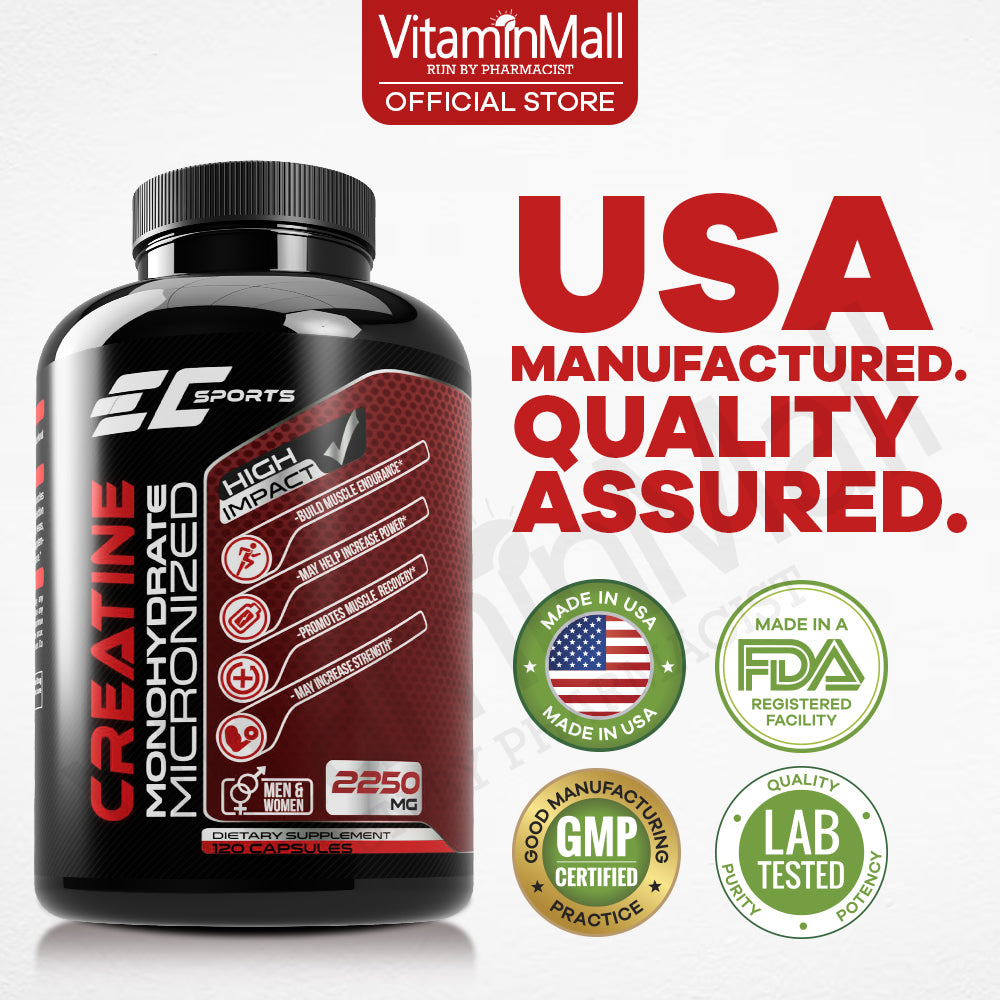EC Sports Creatine Monohydrate 2250mg - 120 Capsules