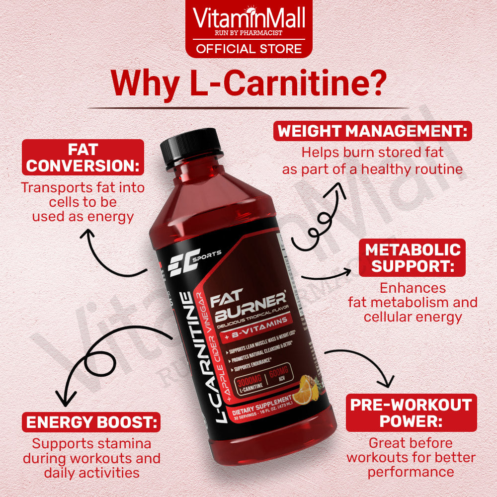 EC Sports Liquid L Carnitine + Apple Cider Vinegar - 473ml