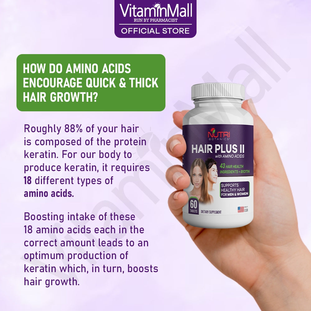 Nutri Botanics Hair Plus II with Amino Acids – 60 Tablets