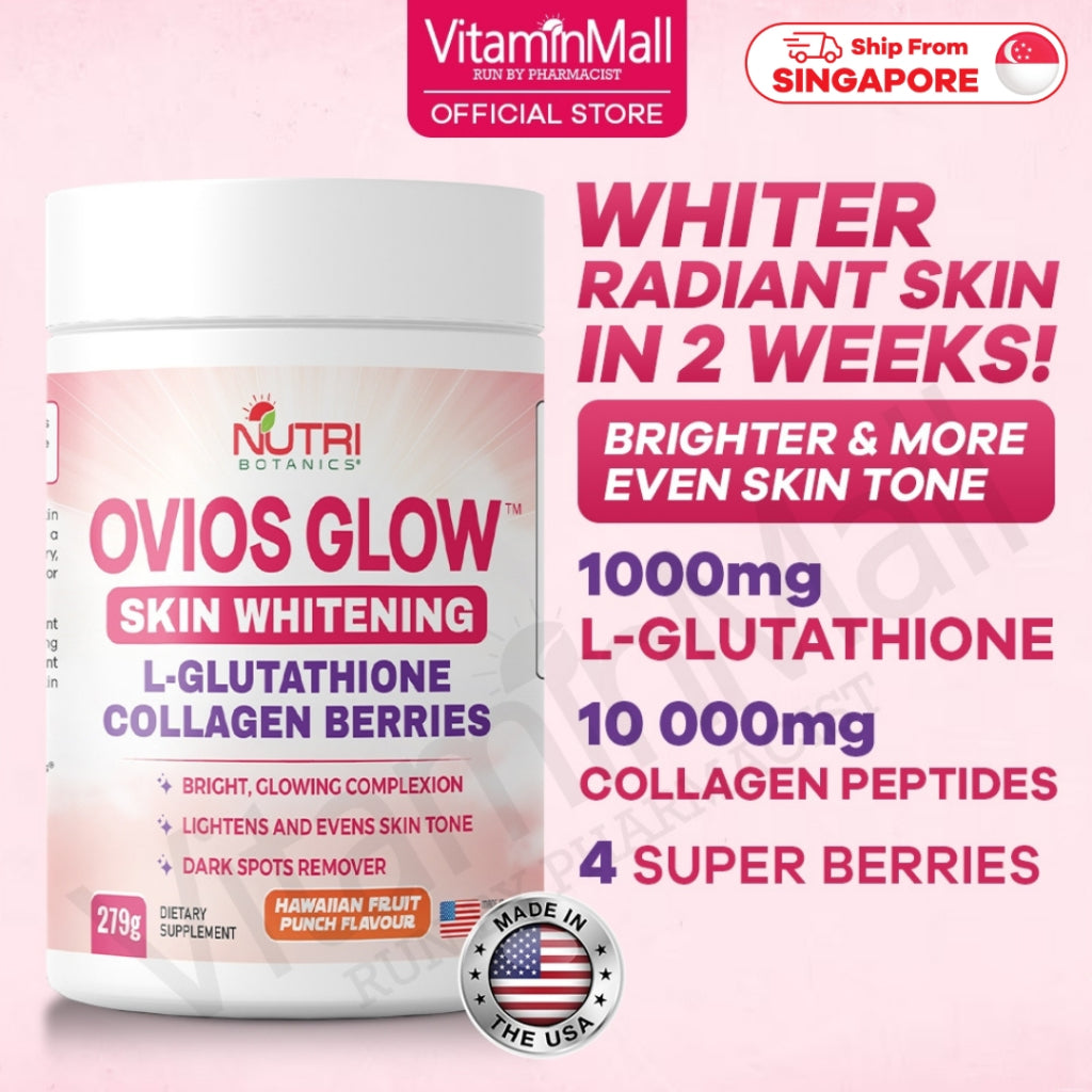 Ovios Glow Skin Whitening Collagen Glutathione Supplement - Skin Brightening 1000mg L Glutathione with Berries - 279g