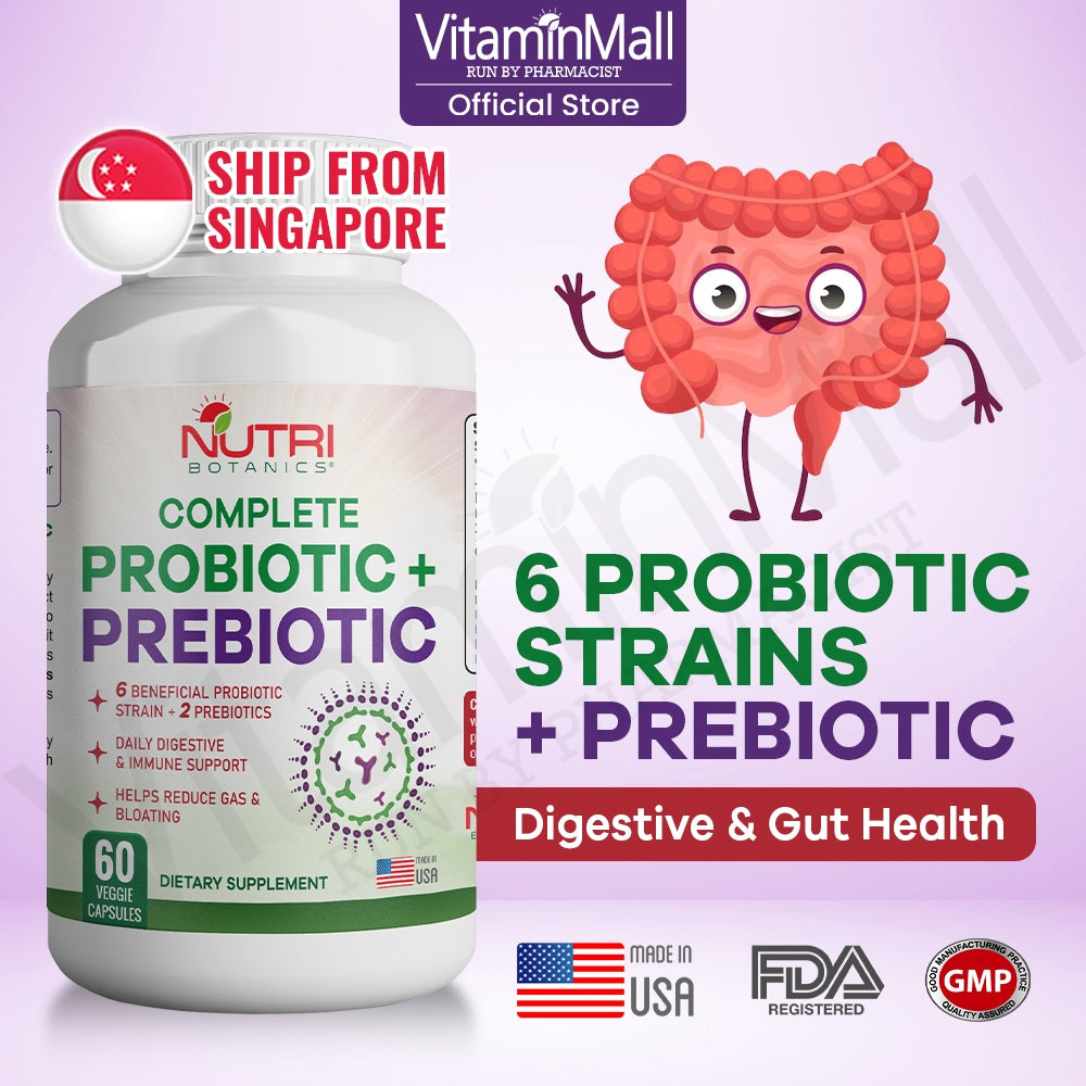 Nutri Botanics Prebiotic + Probiotic Supplement – 60 Veggie Capsules