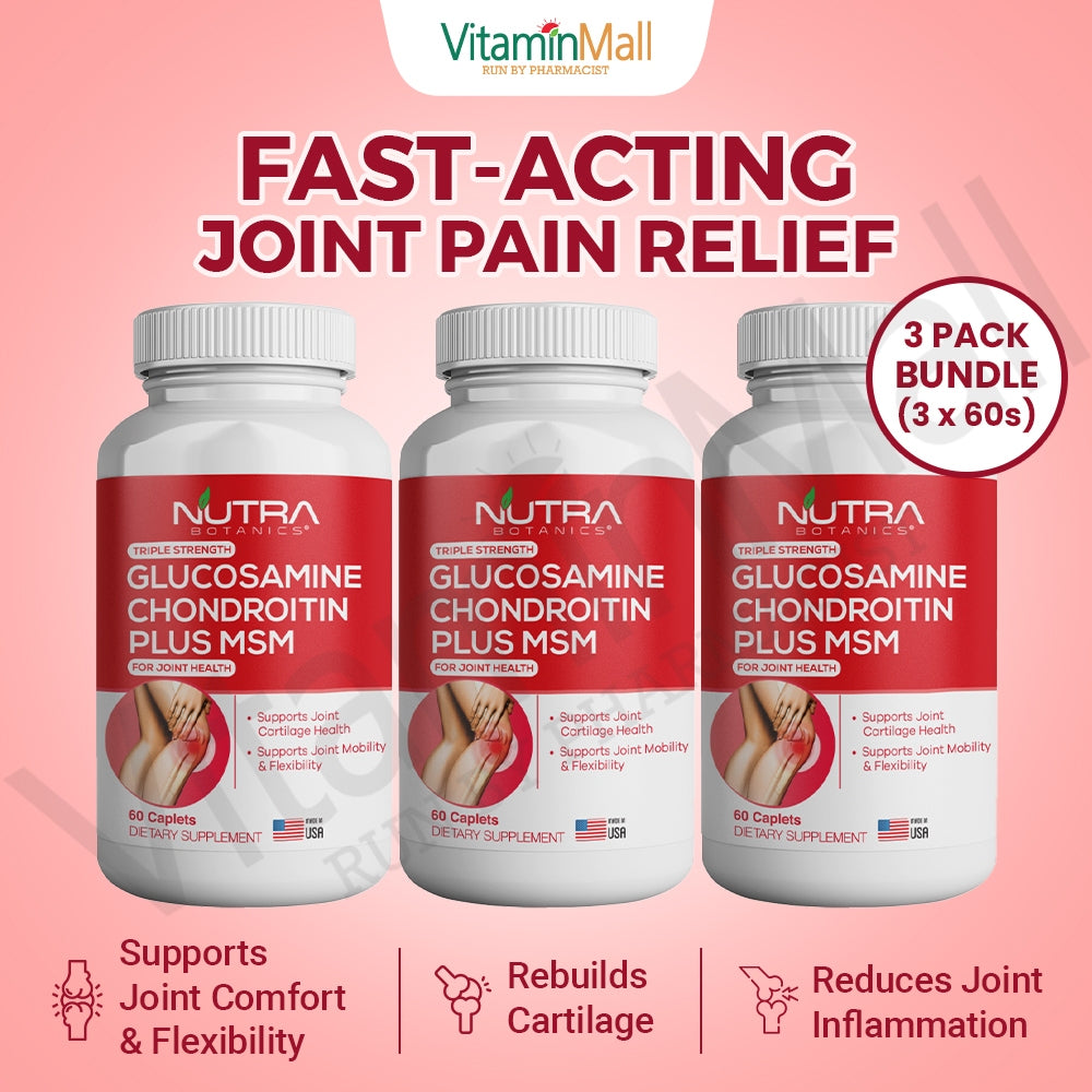 Nutra Botanics Triple Strength Glucosamine Chondroitin MSM - 60 Tablets