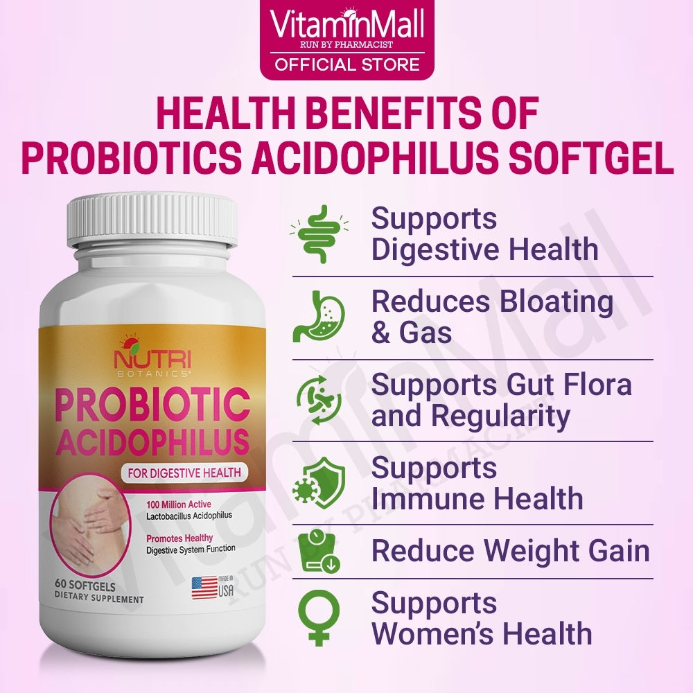 Nutri Botanics Probiotics Acidophilus Softgel - 60 Softgels