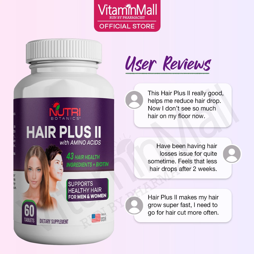 Nutri Botanics Hair Plus II with Amino Acids – 60 Tablets