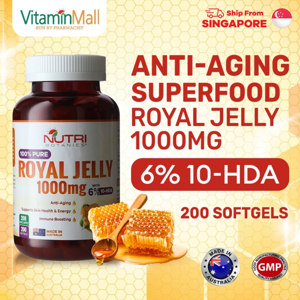 Nutri Botanics Royal Jelly 1000mg with 6% 10-HDA – 200 Softgels