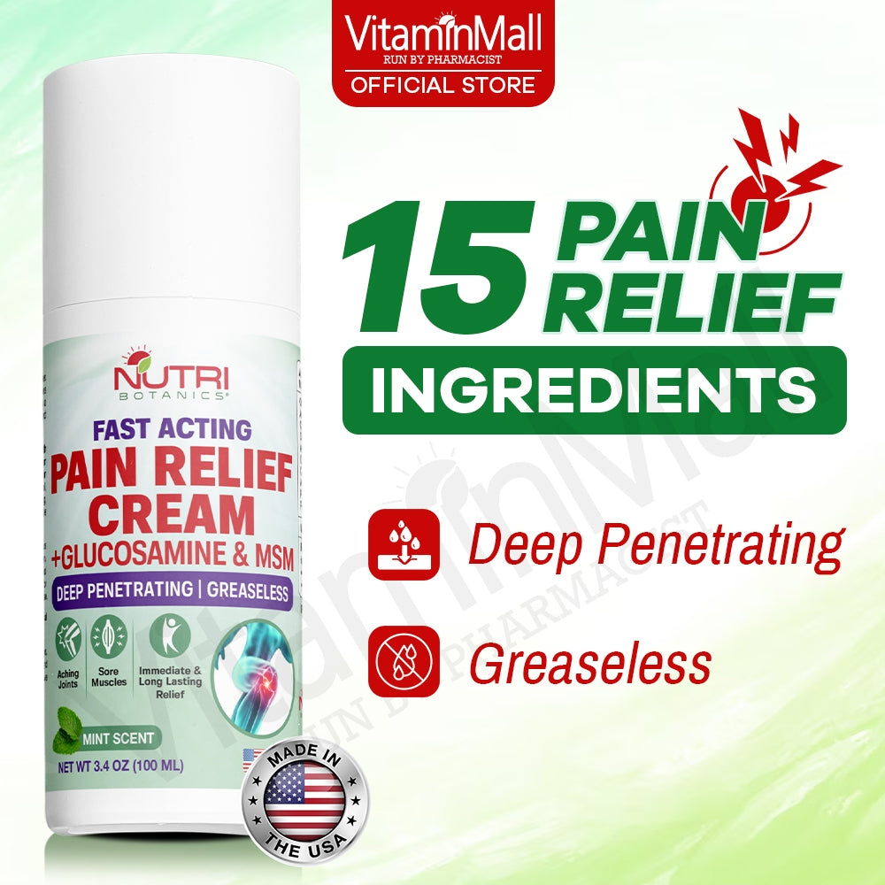 Nutri Botanics Pain Relief Cream with Glucosamine & MSM – 100ml