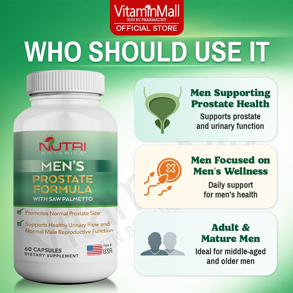 Nutri Botanics Men Prostate Formula with Saw Palmetto - 60 Capsules