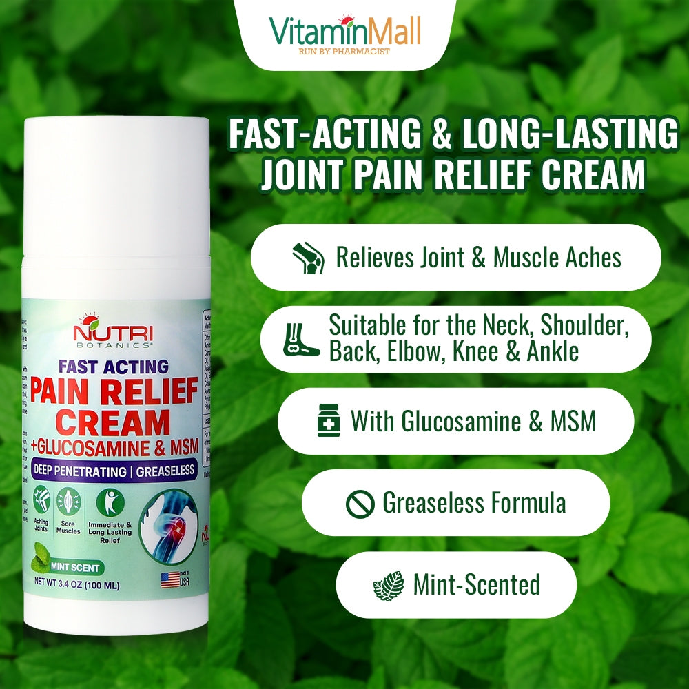 Nutri Botanics Pain Relief Cream with Glucosamine & MSM – 100ml