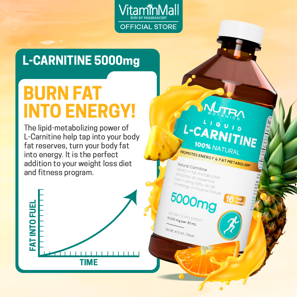 Nutra Botanics Liquid L-Carnitine 5000mg - Liquid Fat Burner - 473ml