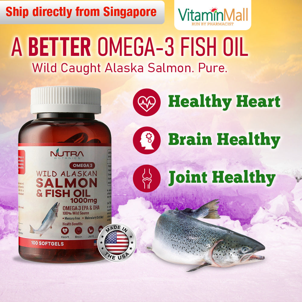 Nutra Botanics Wild Alaskan Omega 3 Salmon Fish Oil - 1000mg