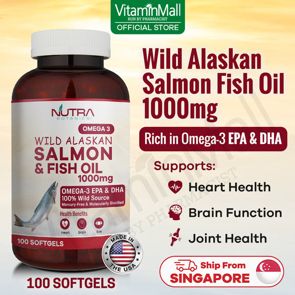 Nutra Botanics Wild Alaskan Omega 3 Salmon Fish Oil - 1000mg