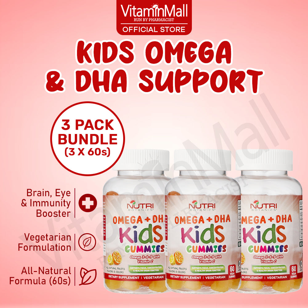 Nutri Botanics Vegetarian Kids Omega + DHA Gummies with Vitamin C – 60 Gummies