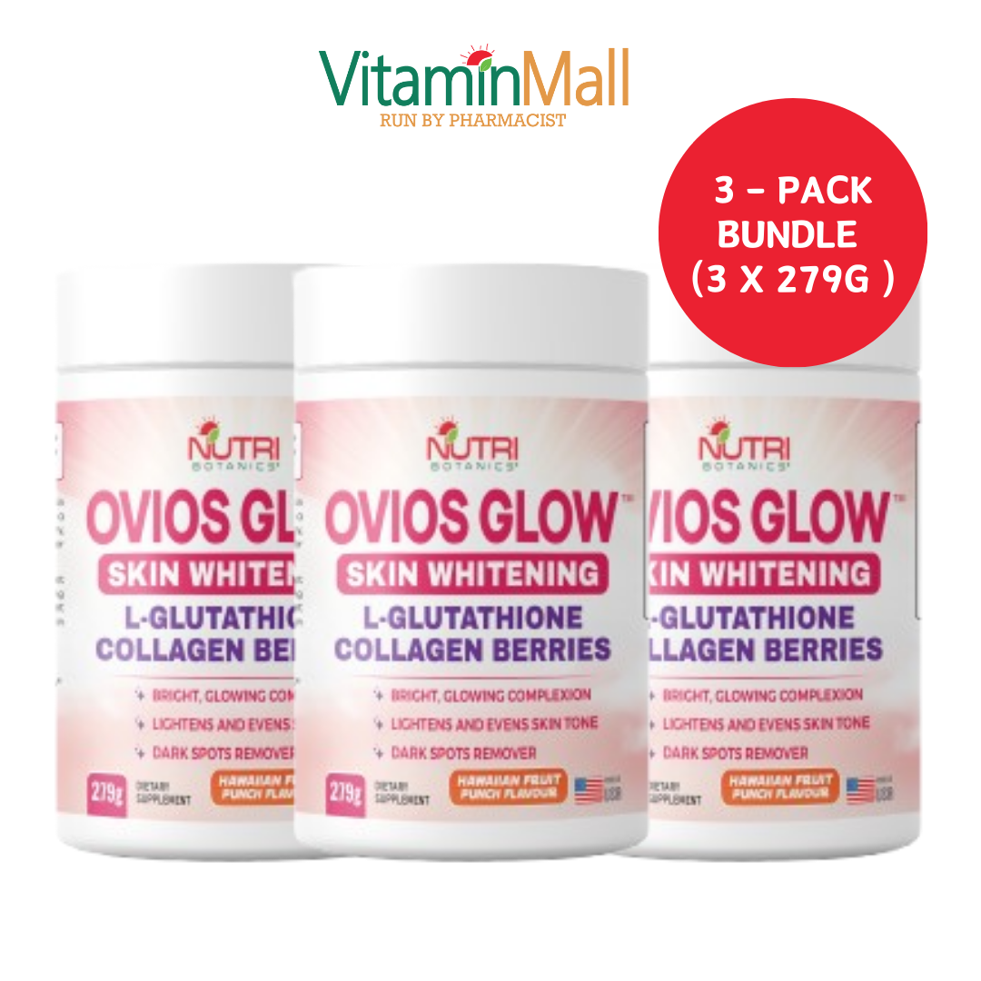 Ovios Glow Skin Whitening Collagen Glutathione Supplement - Skin Brightening 1000mg L Glutathione with Berries - 279g