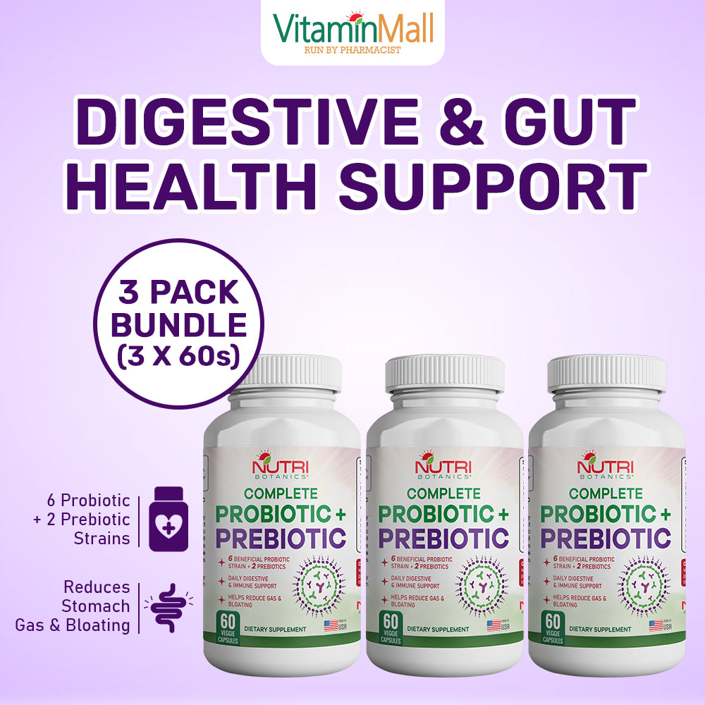 Nutri Botanics Prebiotic + Probiotic Supplement – 60 Veggie Capsules
