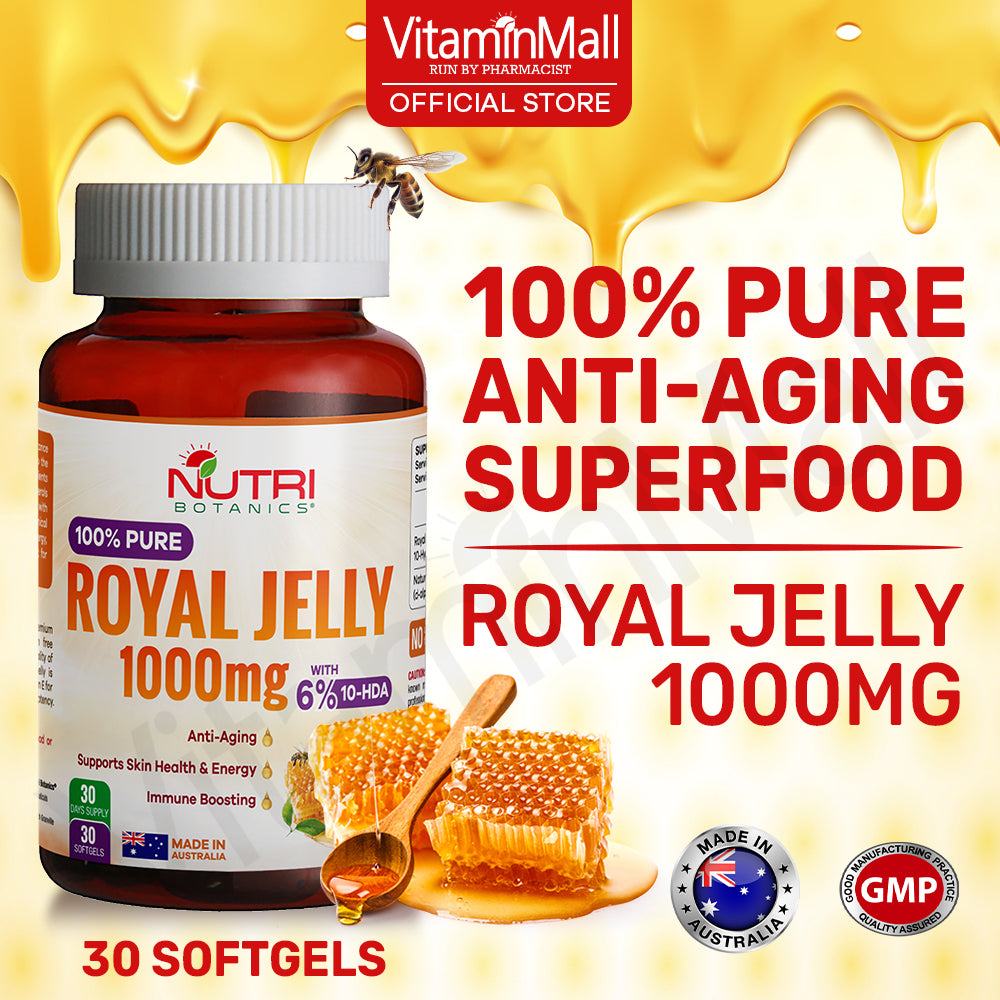 Nutri Botanics Royal Jelly 1000mg with 6% 10-HDA – 30 Softgels