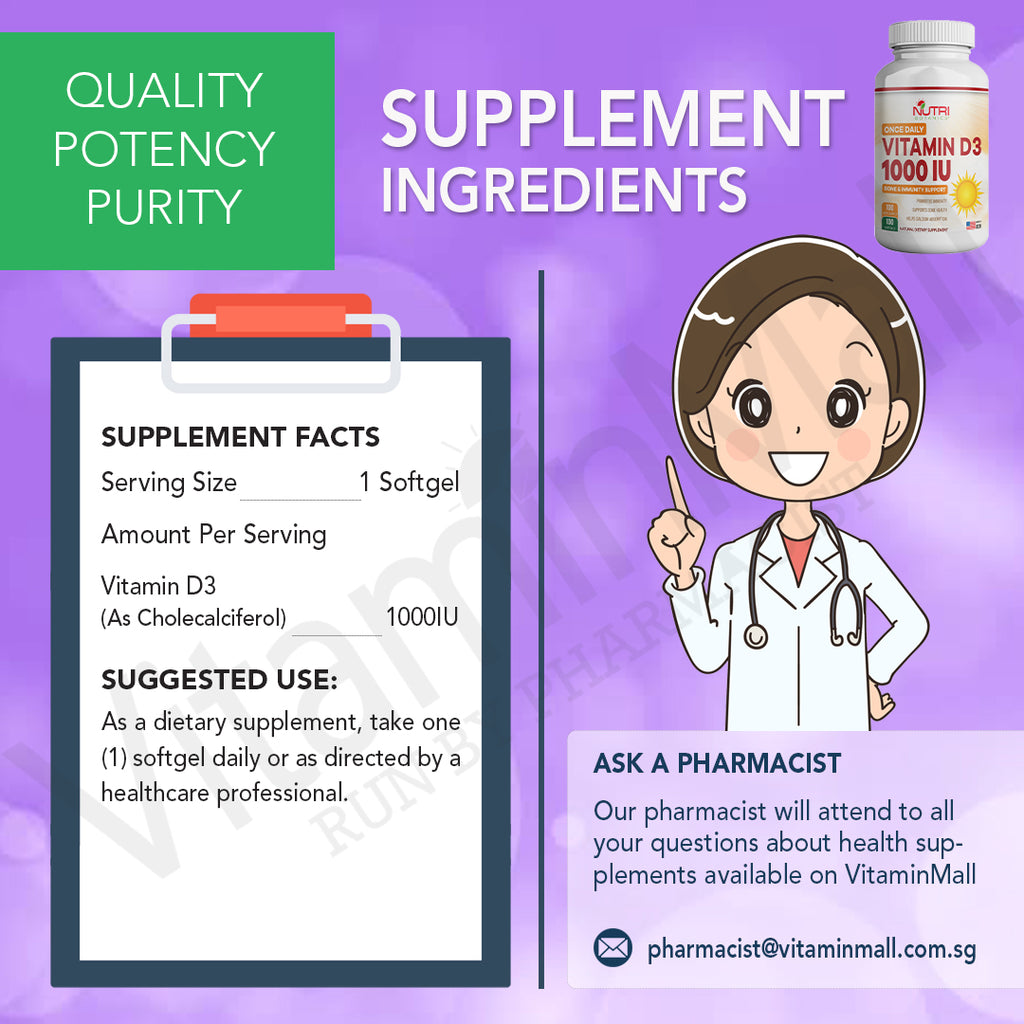Nutri Botanics Vitamin D3 1000u – 100 Softgel
