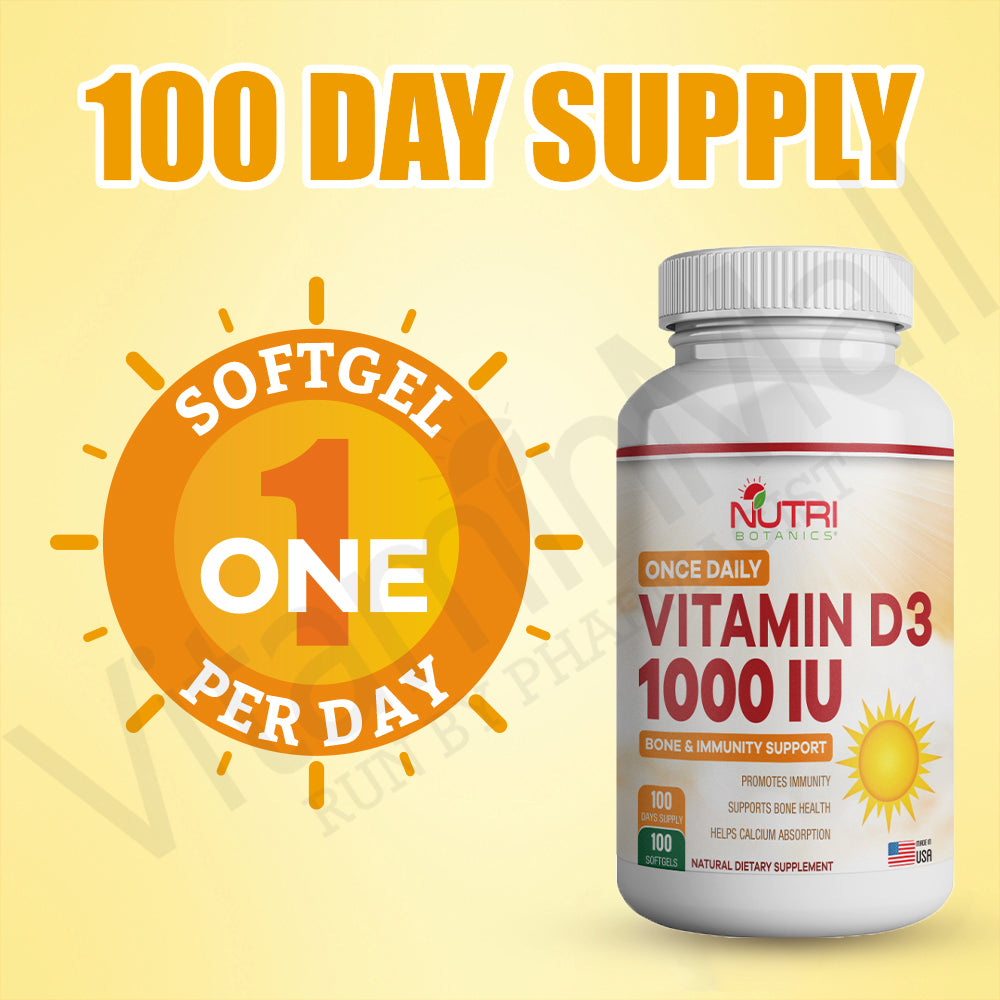 Nutri Botanics Vitamin D3 1000u – 100 Softgel