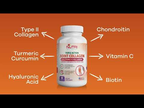 Nutri Botanics Triple Action Joint Collagen with Type II Collagen, Turmeric Curcumin & Hyaluronic Acid – 60 Capsules