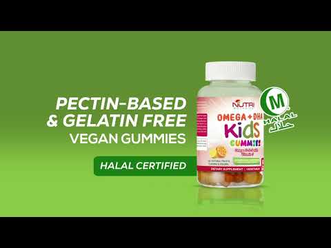 Nutri Botanics Vegetarian Kids Omega + DHA Gummies with Vitamin C – 60 Gummies