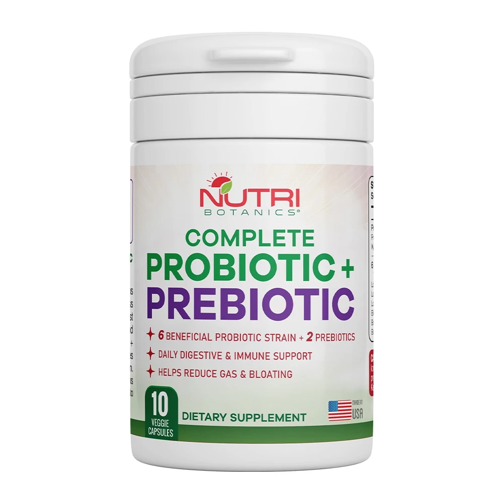 Nutri Botanics Prebiotic + Probiotic Supplement – 10 Veggie Capsules