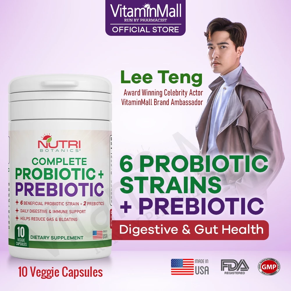 Nutri Botanics Prebiotic + Probiotic Supplement – 10 Veggie Capsules
