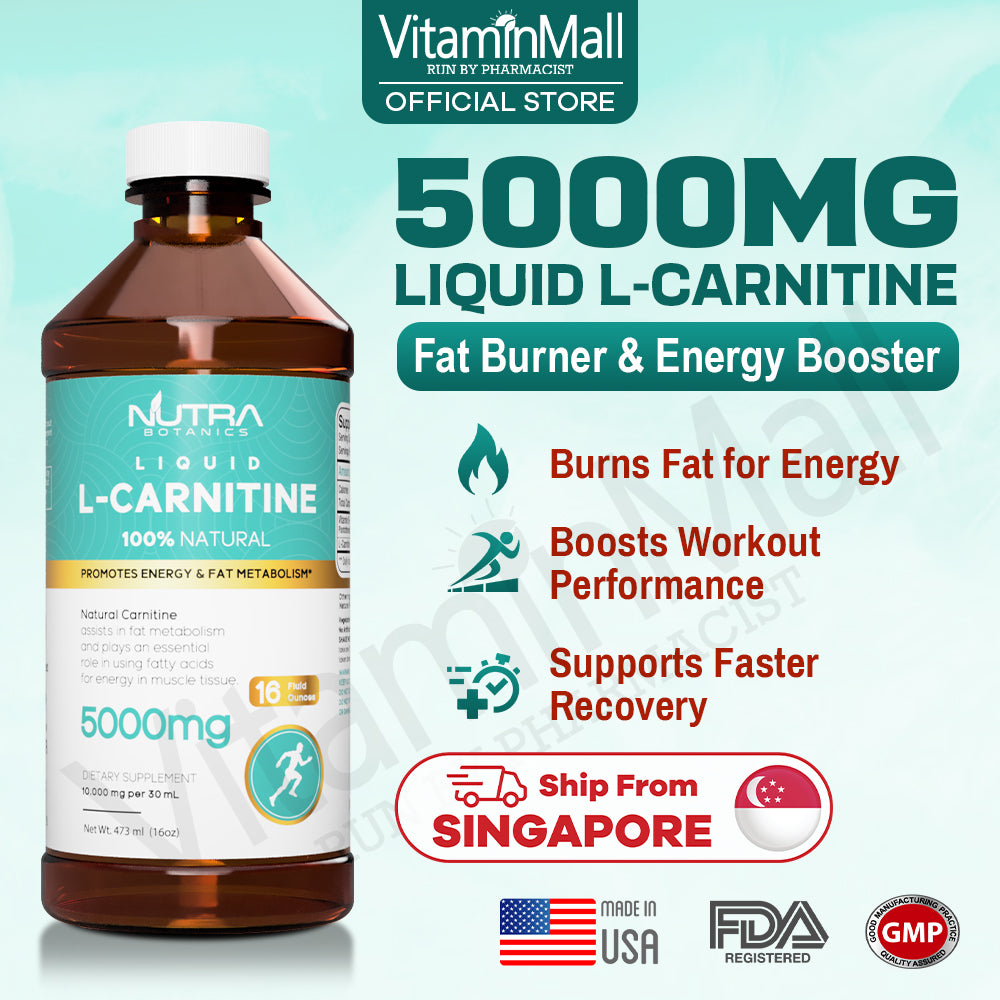 Nutra Botanics Liquid L-Carnitine 5000mg - Liquid Fat Burner - 473ml